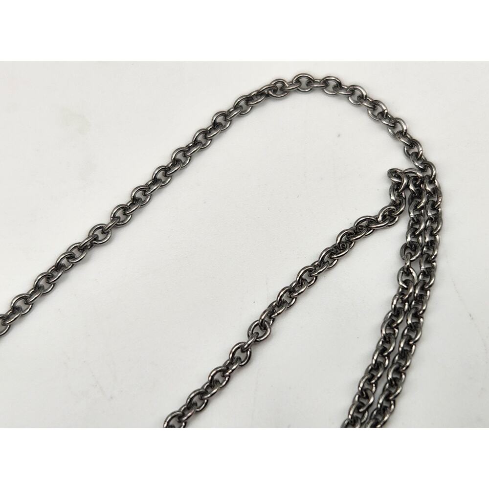 Christian Dior CD Logo Crystal Silver Tone Pendant Necklace 18''L - Picture 8 of 9